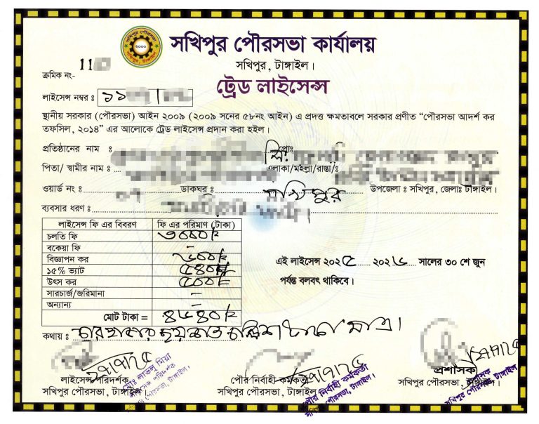প্রথম শ্রেণীর পৌরসভা সত্ত্বেও সখিপুরে ট্রেড লাইসেন্সে আধুনিকতার অভাব