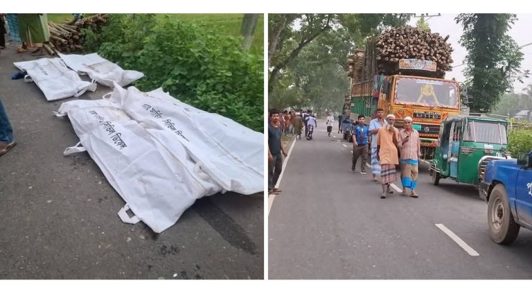 টাঙ্গাইলে বাঁশ বোঝাই ট্রাকের পেছনে মুরগিবাহী ট্রাকের ধাক্কা; নিহত ৪